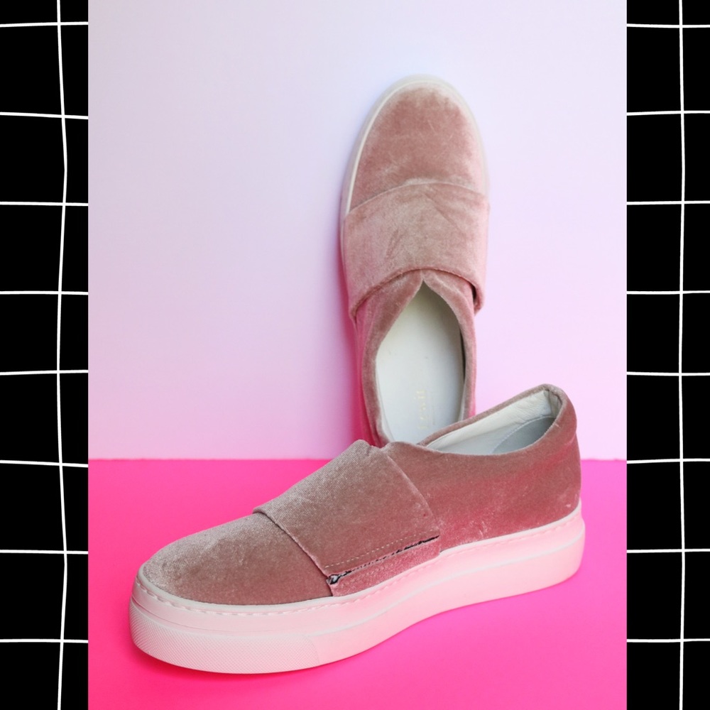 Lewit, Pink Velvet Platform Sneaker